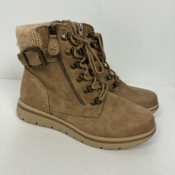 Cliffs Hearty Tan Brown Combat Ankle Boots Neutral Boho Casual Minimalist - Picture 1 of 8